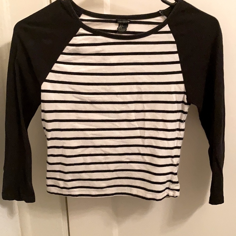 Striped Baseball Tee crop top